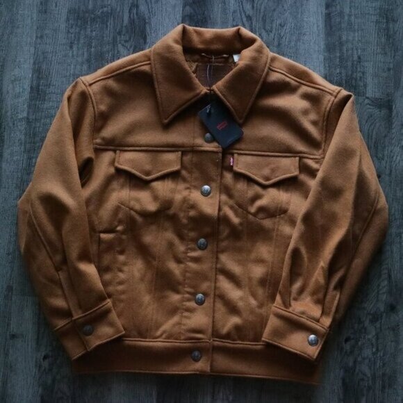 NWT Levi's Varsity Cozy Wool Trucker Jacket in Glazed Ginger Size Medium - Picture 3 of 8